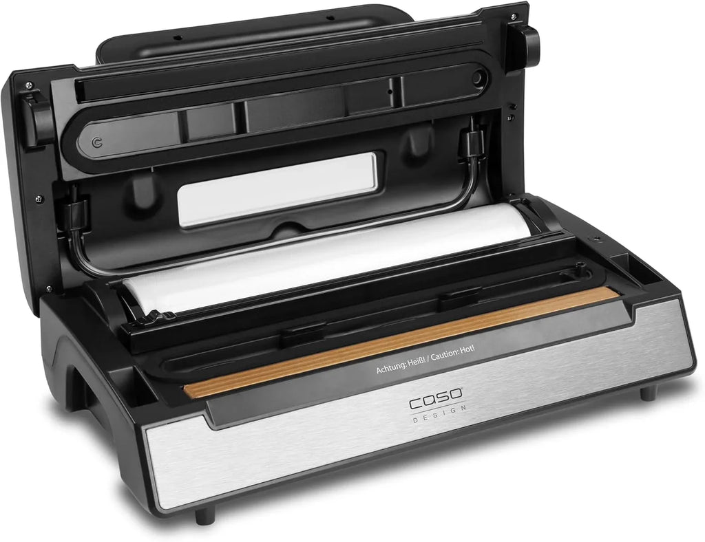 CASO FastVac 500 - Envasadora al vacío profesional high end, doble bomba de pistón de 20 litros/minuto, doble costura de sellado, incluye 2 rollos de film gratuitos, para cazadores y hostelería
