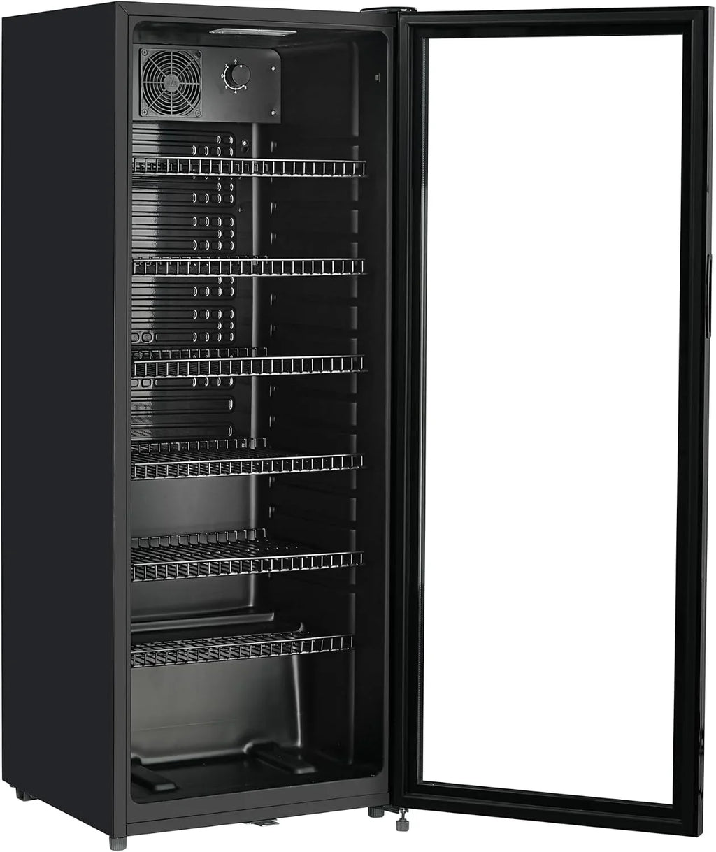 METRO Professional Frigorífico para Bebidas GSC4240B, Nevera Vertical con Puerta de Cristal, 54 x 54.5 x 139.5 cm, Iluminación Led, 6 Estantes Ajustables, con Cerradura, 4-18 °C (237 L, Negro)