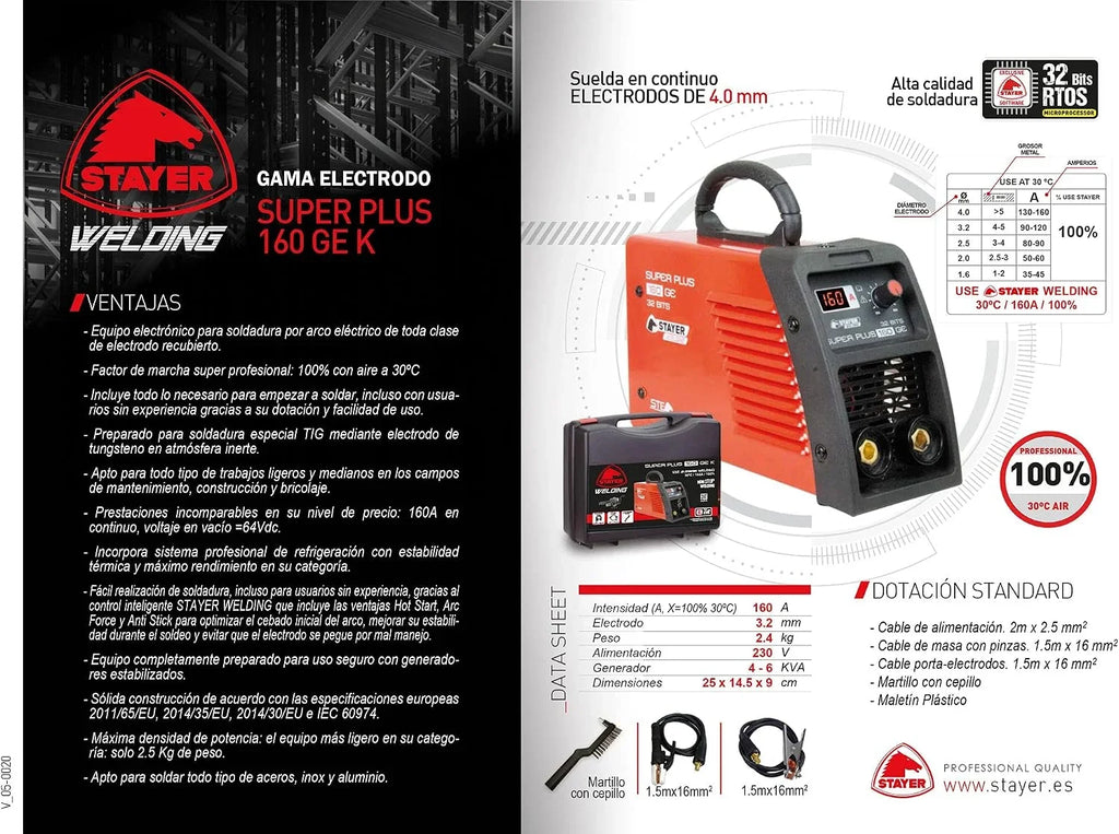 Equipo soldadura MMA para electrodo recubierto (160 A)