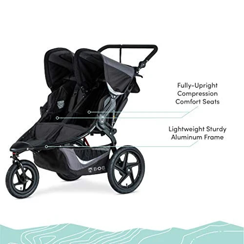 2025 Coche Doble para Correr BOB Gear Revolution Flex 3.0 Duallie, Negro Grafito