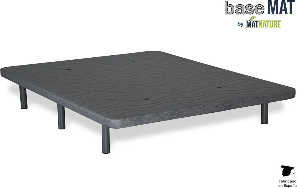 Matnature | Upholstered Base 3D l Stable Wood Structure | Super Resistant Metal Frame | Breathable FreshAir System | Base Height + Feet +/- 30 cm (135 x 190 cm, Grey)