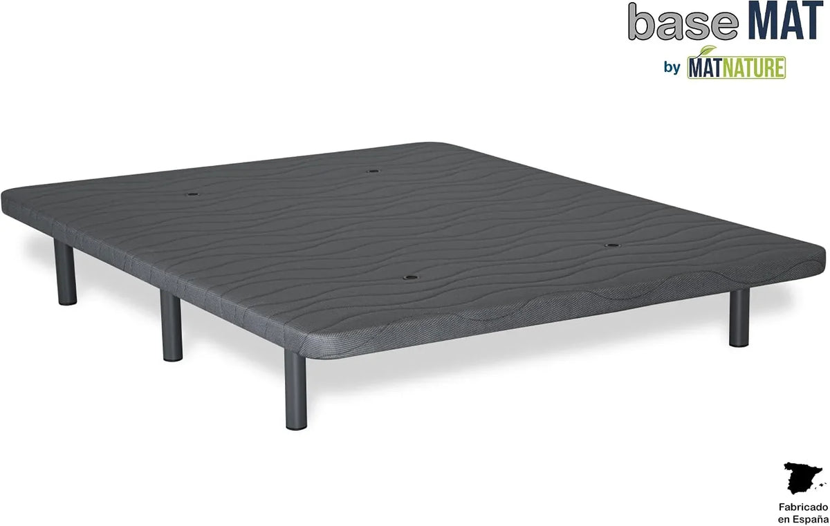 Matnature | Upholstered Base 3D l Stable Wood Structure | Super Resistant Metal Frame | Breathable FreshAir System | Base Height + Feet +/- 30 cm (135 x 190 cm, Grey)
