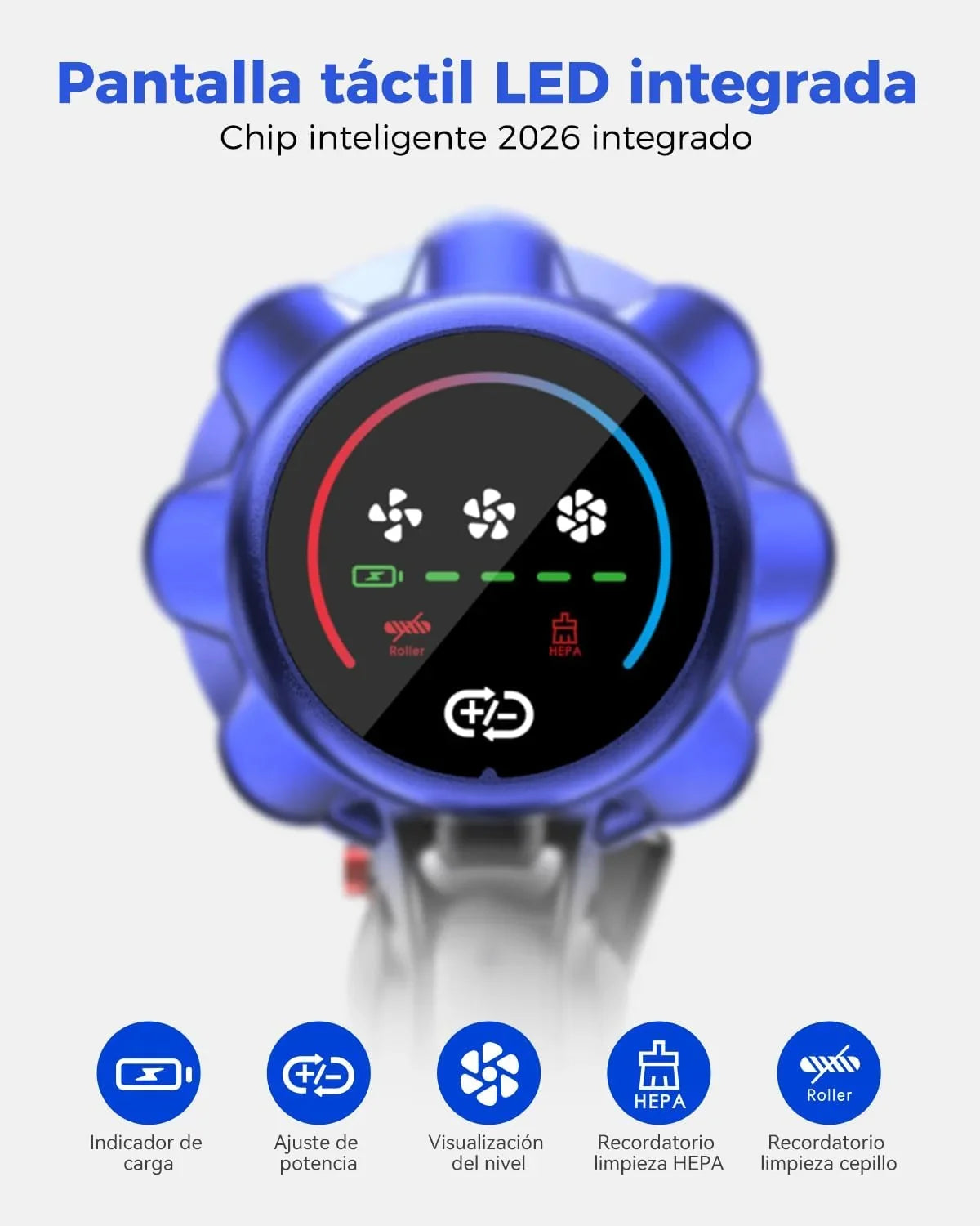 aonus Aspiradora sin Cable 60KPa/650W/80Min, Aspirador Escoba Potente, Azul