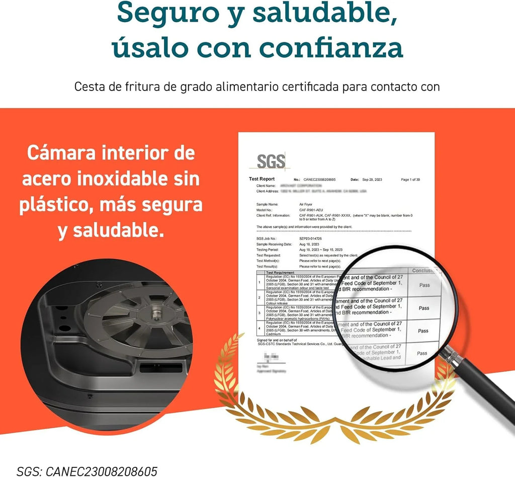 Cosori Freidora de Aire 8,5L, Doble Cesta con Ventana, 10 Funciones, Blanca