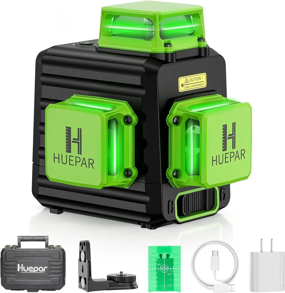 Huepar B03CG 3X360° Nivel Láser Verde 12 Líneas,Batería Recargable USB