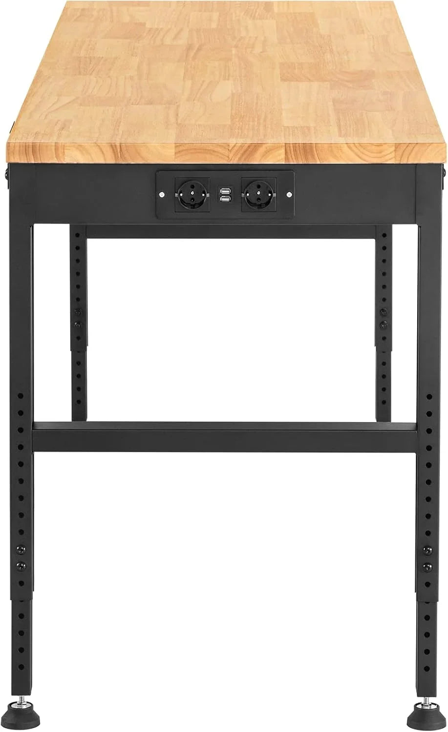 VEVOR Banco de Trabajo de Altura Ajustable, 135 cm de Ancho x 46 cm de Profundidad x 97 cm de Alto, Mesa de Garaje con 72-97 cm de Altura y Capacidad de Carga de 900 kg, con Tomas de Corriente, Parte