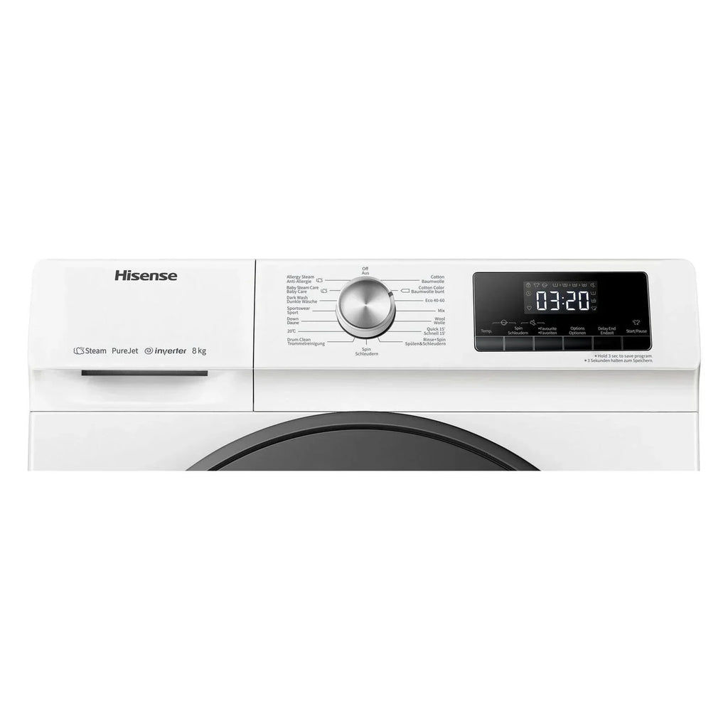 2025 Lavadora Hisense WFQA8014EVJM de carga frontal, 8 kg, 1400 rpm, color blanco
