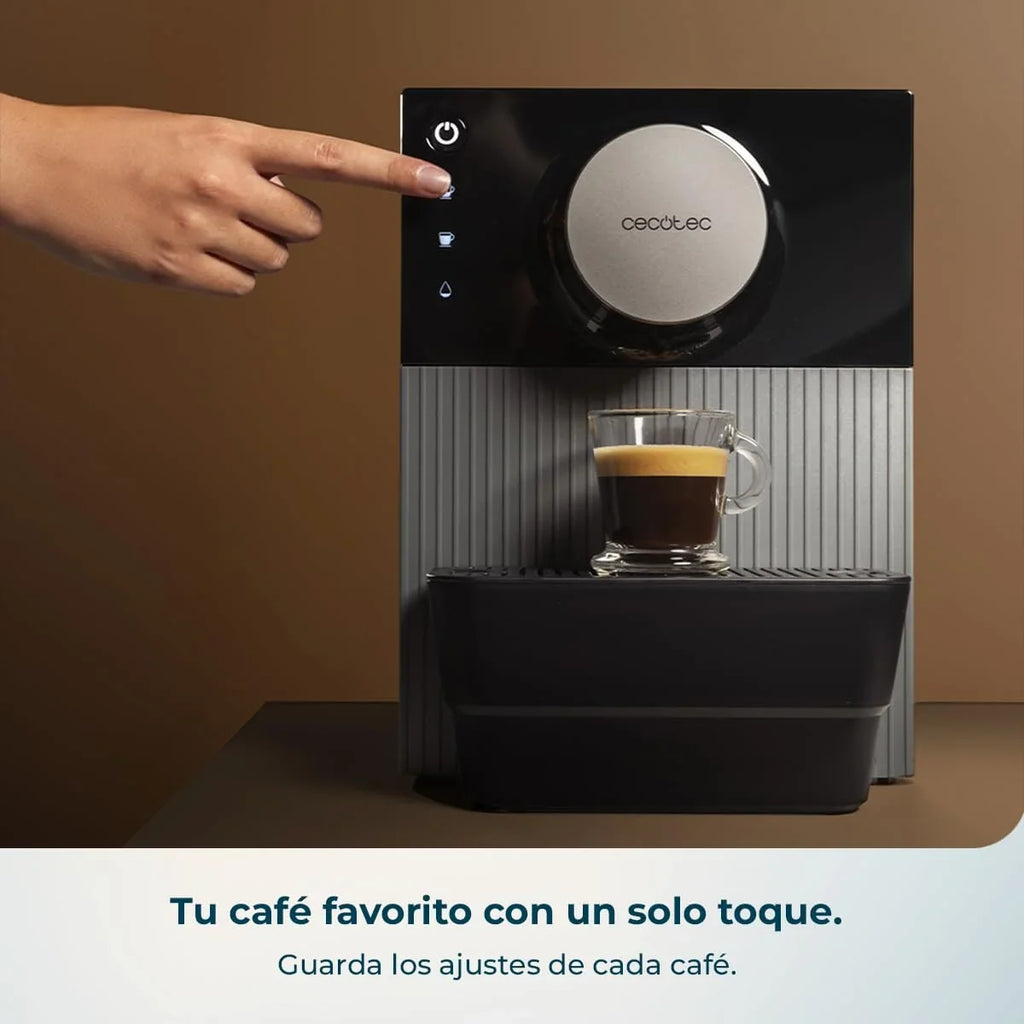 Cecotec Cafetera Superautomática Compacta Cremmaet Cube Red. 1350W, Rendimiento Profesional, Sistema de Prensado, Pre-Infusión, 19Bares, Sistema Thermoblock, 5 Niveles de Molienda, Control Táctil