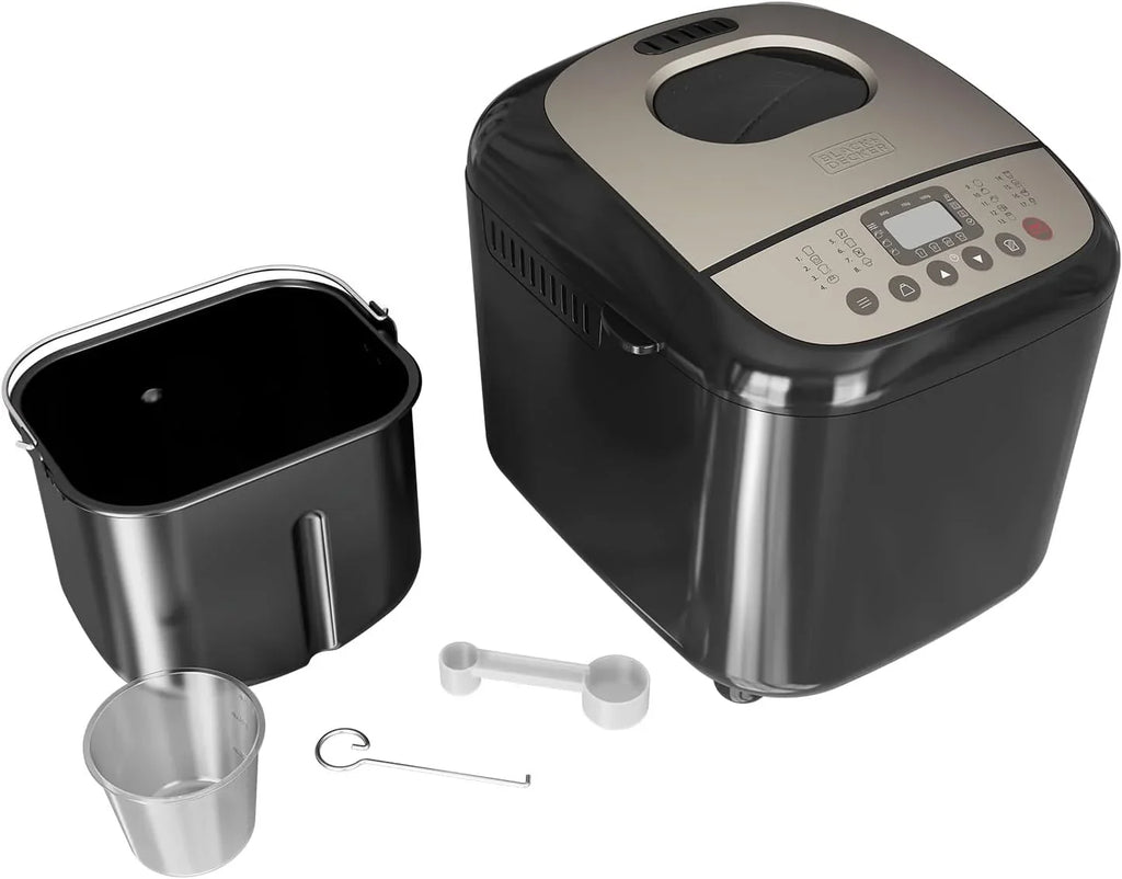 Black+Decker - Panificadora 600W, 17 Programas, hasta 1kg, 15h