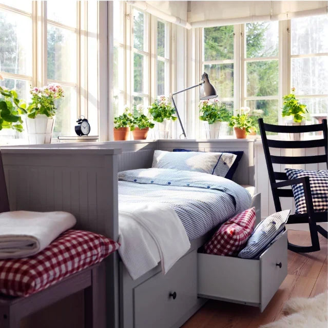 HEMNES Cama día con 3 cajones Gris, 80x200 cm