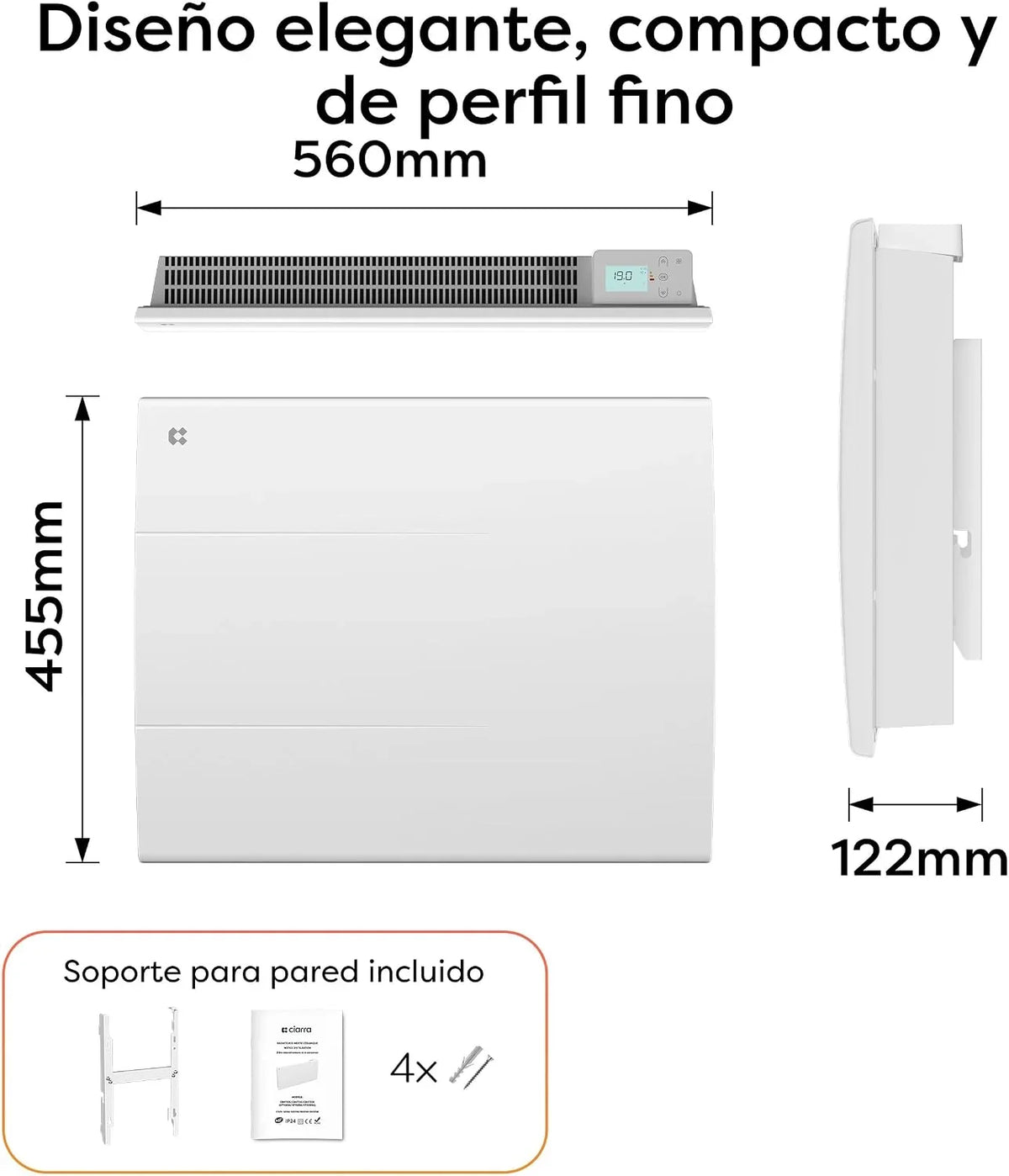CIARRA 1000W Inertia Radiator, Smart Electric Wall Heater