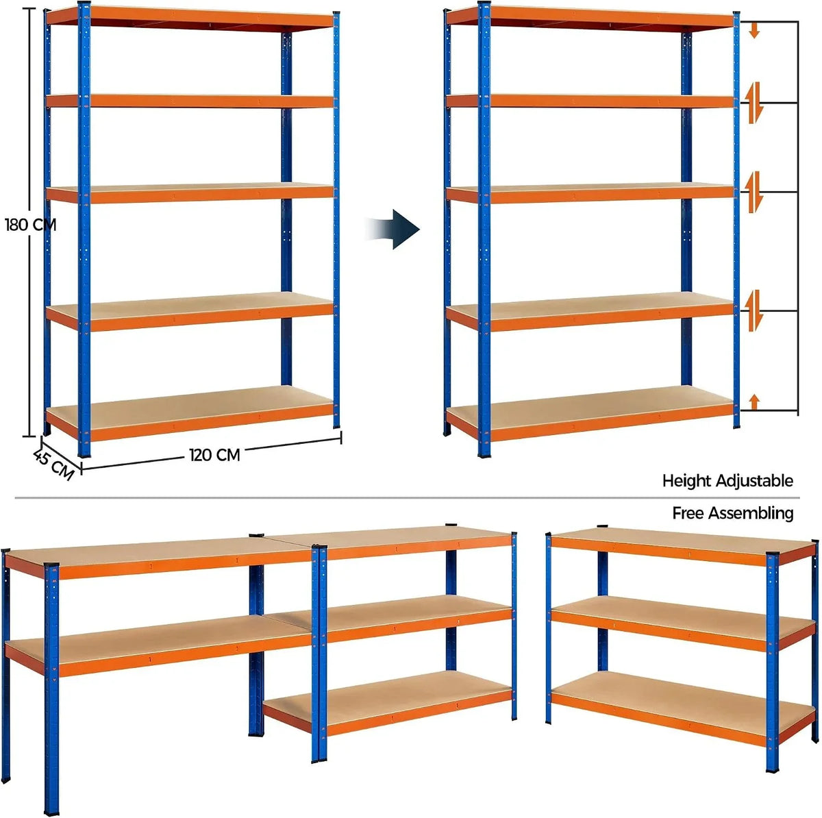 Yaheetech 2pcs de Estantería Metálica de Almacenaje Industrial 180x120x45cm