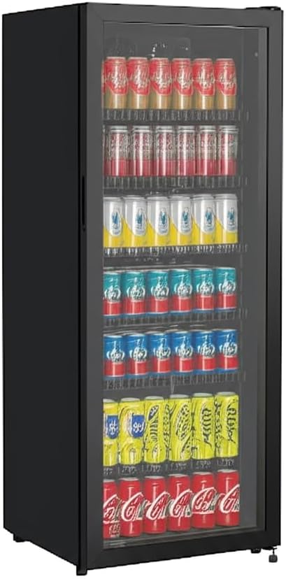 METRO Professional Frigorífico para Bebidas GSC4240B, Nevera Vertical con Puerta de Cristal, 54 x 54.5 x 139.5 cm, Iluminación Led, 6 Estantes Ajustables, con Cerradura, 4-18 °C (237 L, Negro)