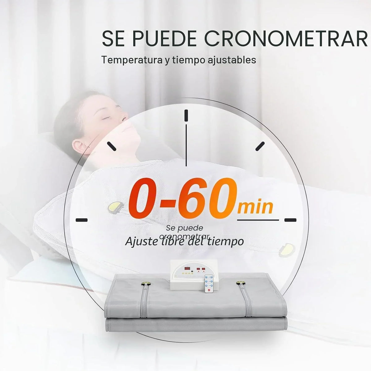 Manta de Sauna de Infrarrojos,Manta de Sauna de 2 Zonas para Uso Doméstico, Diseño Portátil para la Relajación y la Desintoxicación más Alta, Control de Temporizador, 180 * 80CM