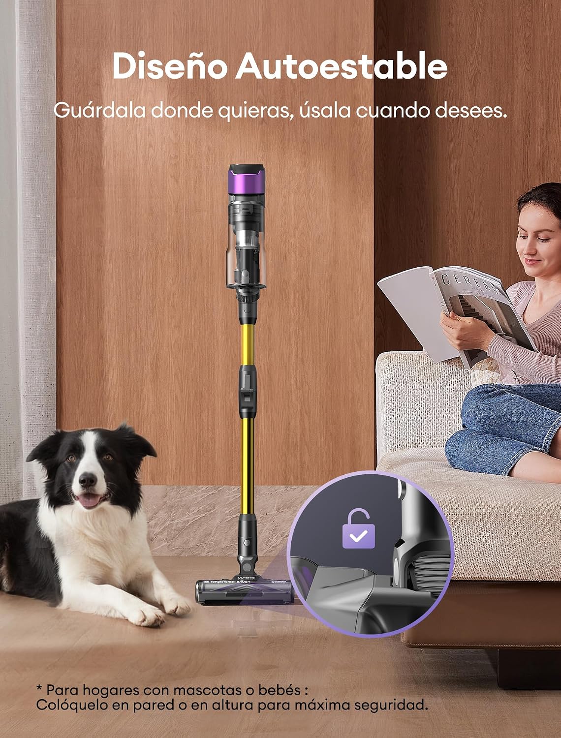 Ultenic U20 Aspiradora sin Cable 55Kpa/55Min, Cepillo Anti-Enredo Mejorado, Aspirador Escoba con Brazo Flexible, Limpieza Ultraprofunda Bajo Muebles sin Agacharse, para Alfombra/Pelo de Mascotas