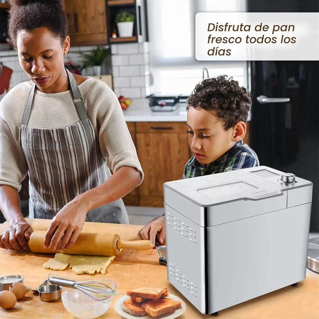 COOCHEER Panificadora automática de 550 W, 25 programas de horneado, caja de ingredientes automática, 3 tamaños de pan y colores de horneado, 13 horas de temporizador automático