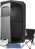 Tienda de sauna con 9 niveles de temperatura, sauna de vapor portátil, 9 niveles de calefacción, juego de sauna para interiores con silla plegable, sauna pod de 3 l, generador de vapor, cabina de