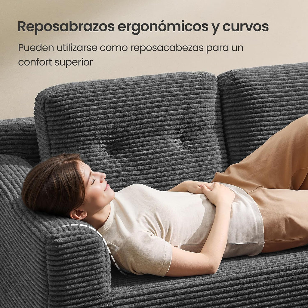 VASAGLE Corner Sofa, Modular Sofa 244 cm, Compact Delivery, No Assembly, with Large Chaise Longue on the Left, for Living Room or Guest Room, Slate Grey LCS183GN01