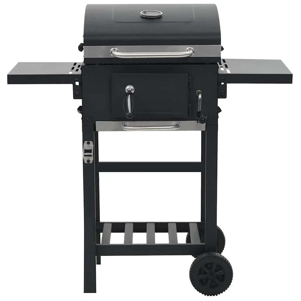 Barbacoa de carbón con estante inferior negra v6900