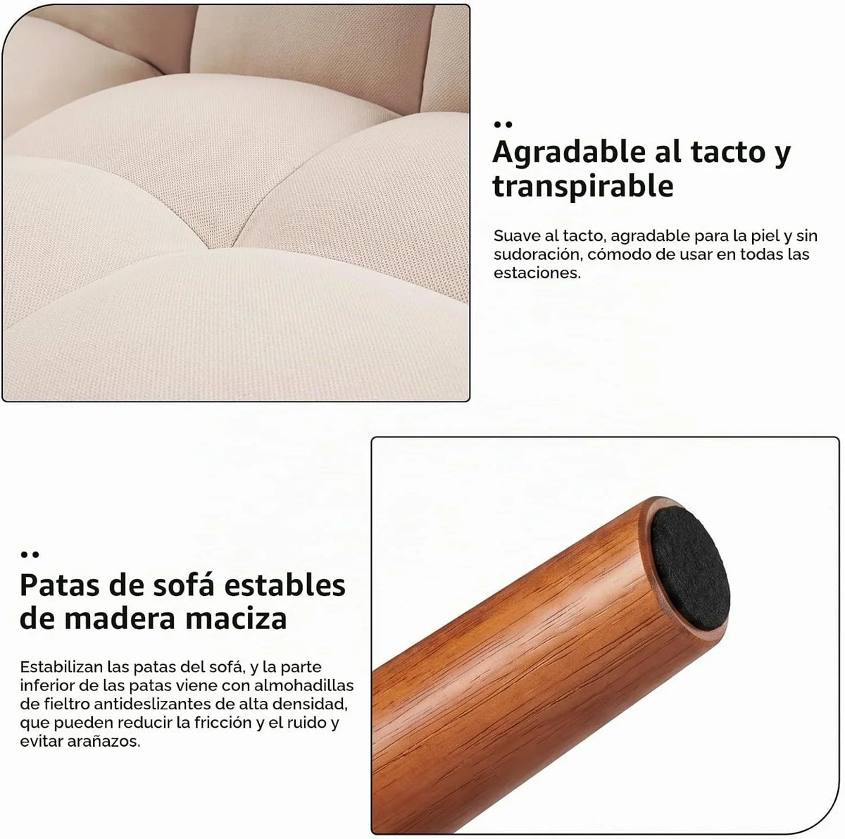JIEXI Modern Fabric Sofa Bed, 3 Seater Convertible Futon Sofa with 3 Adjustable Angles, 71" Living Room Sofa Bed with Wood Legs, Heavy Duty 507lbs, Grey (180cm, Beige)
