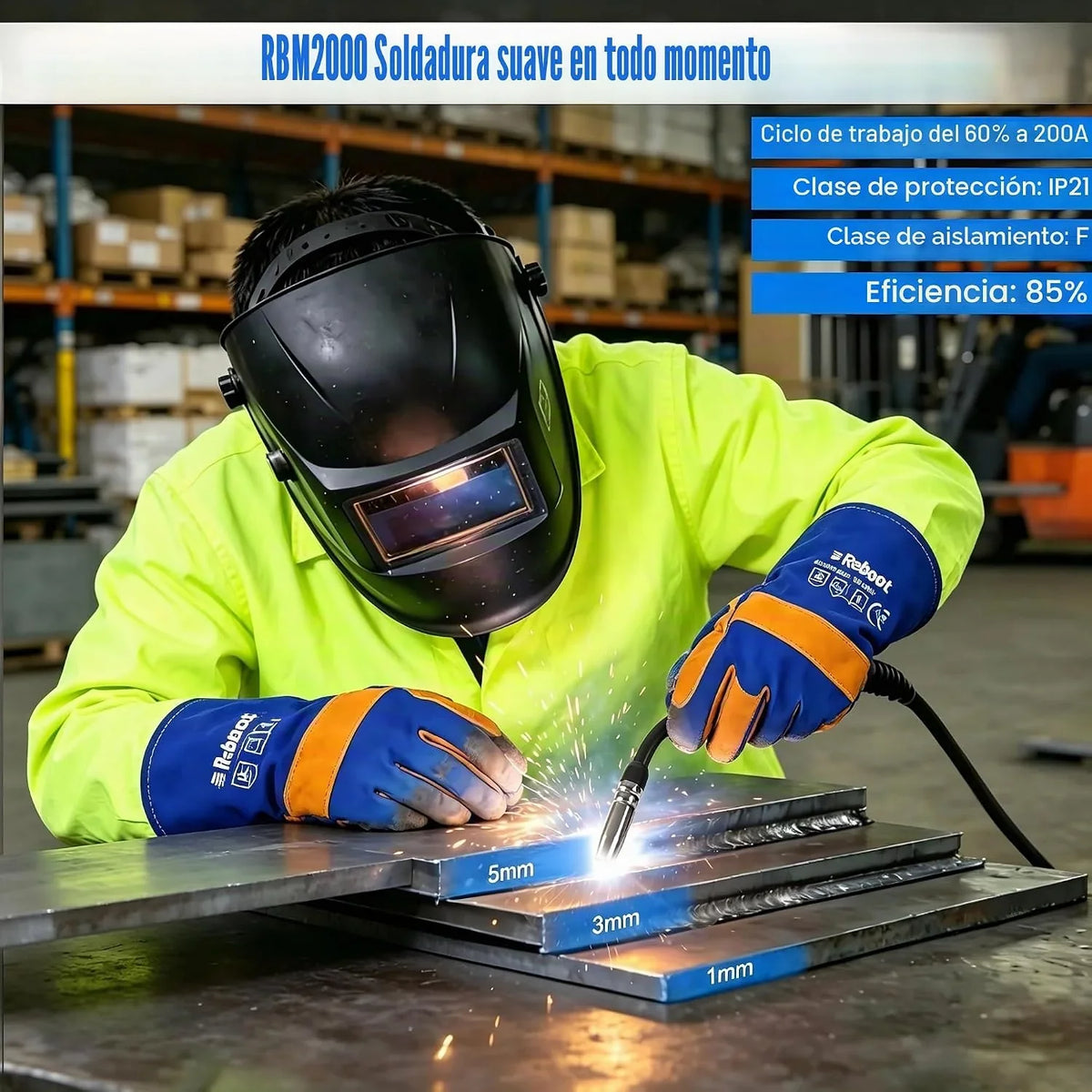 Soldador MIG 5 en 1 200A 240V LED Reboot RBM2000G