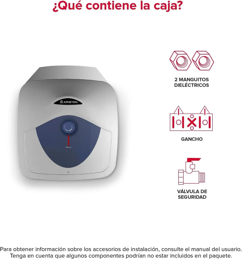 Ariston Blu Evo RS - Compact Electric Thermos for Sink, Water Heater with Temperature Regulation and Wall Mount - Efficiency A (A+/F) - After-Sales Service in Spain