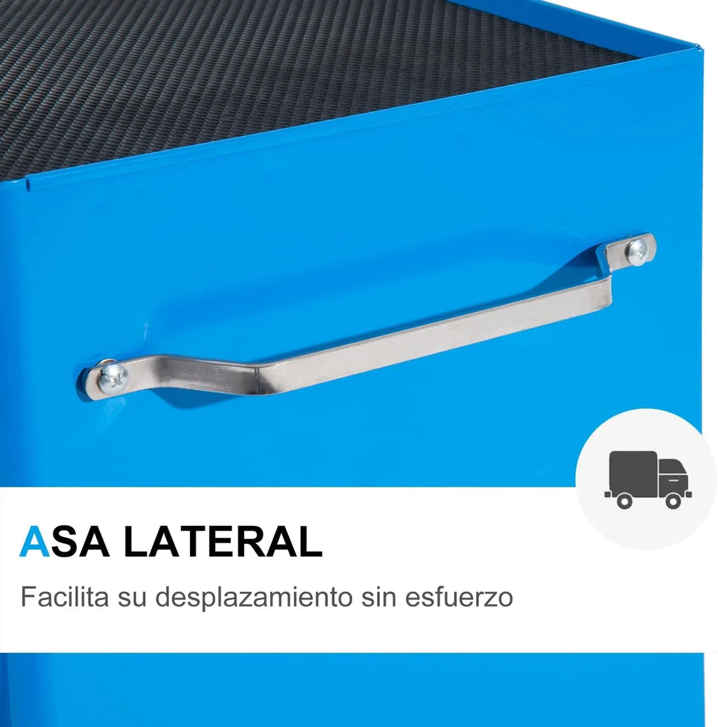 HOMCOM Carro Caja de Herramientas Taller Movil 5 Cajones 4 Ruedas Azul