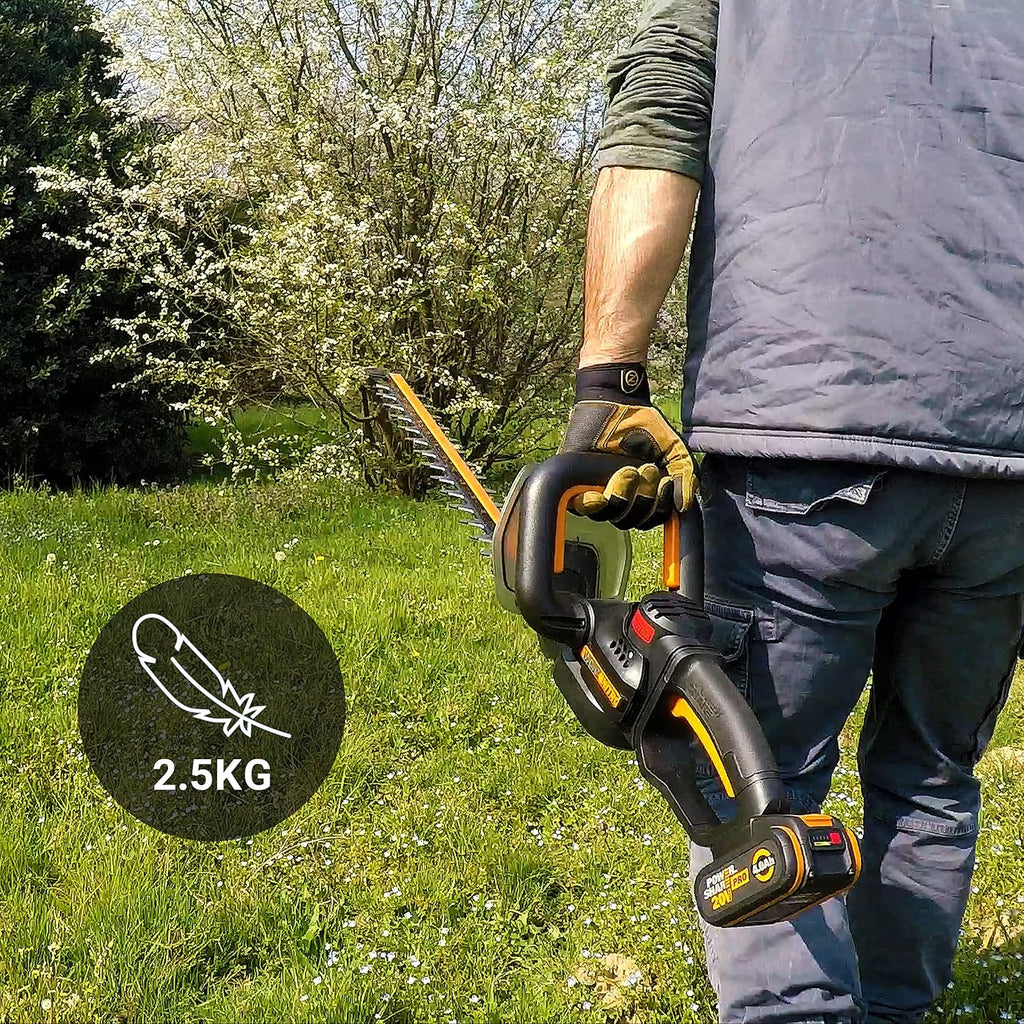WORX Nitro - Cortasetos inalámbricos 20 V - 4 Ah - Hoja de 56 cm - Diámetro 27 mm - WG263E (Suministro con batería y Cargador, Motor sin escobillas, Cuchillas de Doble acción)