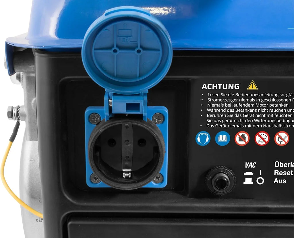 Güde Generador de corriente GSE 951 (motor de 2 tiempos, gasolina, 1/1,36 kW/CV, 1 toma de corriente de 230 V, máx. 720 W, autonomía hasta 7,5 h, depósito de 3,8 L, arranque de reversión, asa, peso