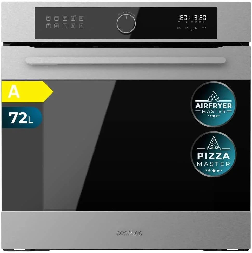 Cecotec Horno Integrable Multifunción 60cm Bolero Hexa AF316000 Inox A 3400W, 72L Capacidad, 11 Funciones con Airfryer Master, Pizza Master, Steam Asisst, Steam EasyClean, 3D Cooking, Defrost