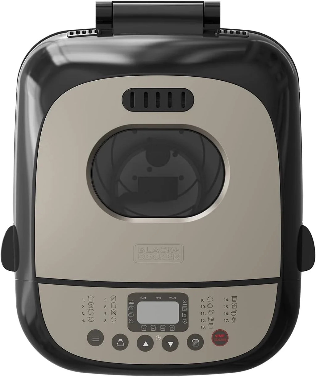 Black+Decker - Panificadora 600W, 17 Programas, hasta 1kg, 15h