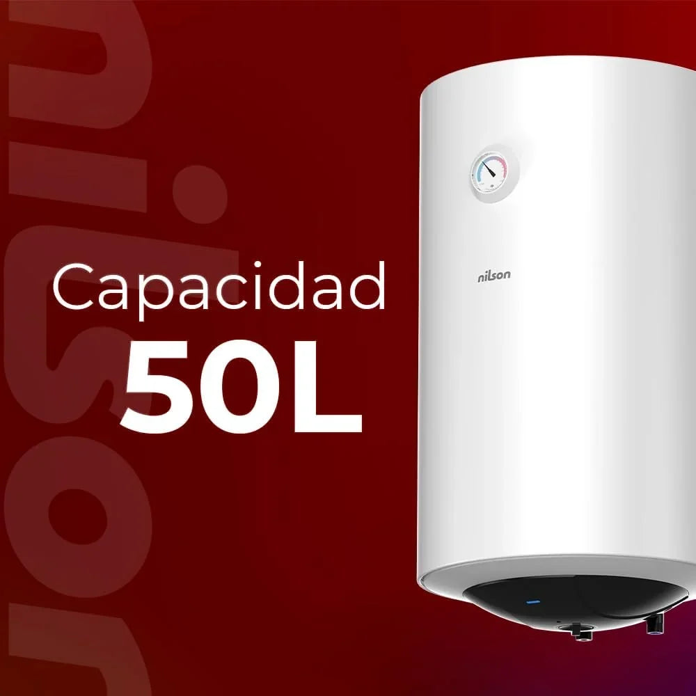 Nilson Electric Thermo Vertical 50 Litres NT5000. Vertical Installation, 1500W, Includes Mounting Kit, Stainless Steel Resistor, White, Energy Efficiency Class C