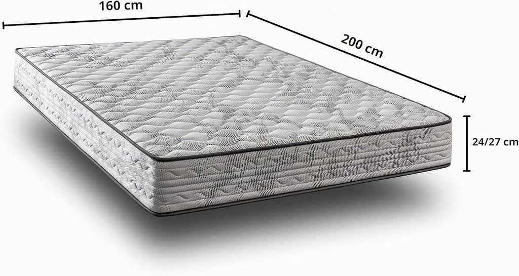 Zeus Memory Foam Mattress 63 x 200 cm | Height 27 cm | High Firmness for Lumbar Support | Oeko Tex | Breathable and Orthopaedic | Made in Spain.