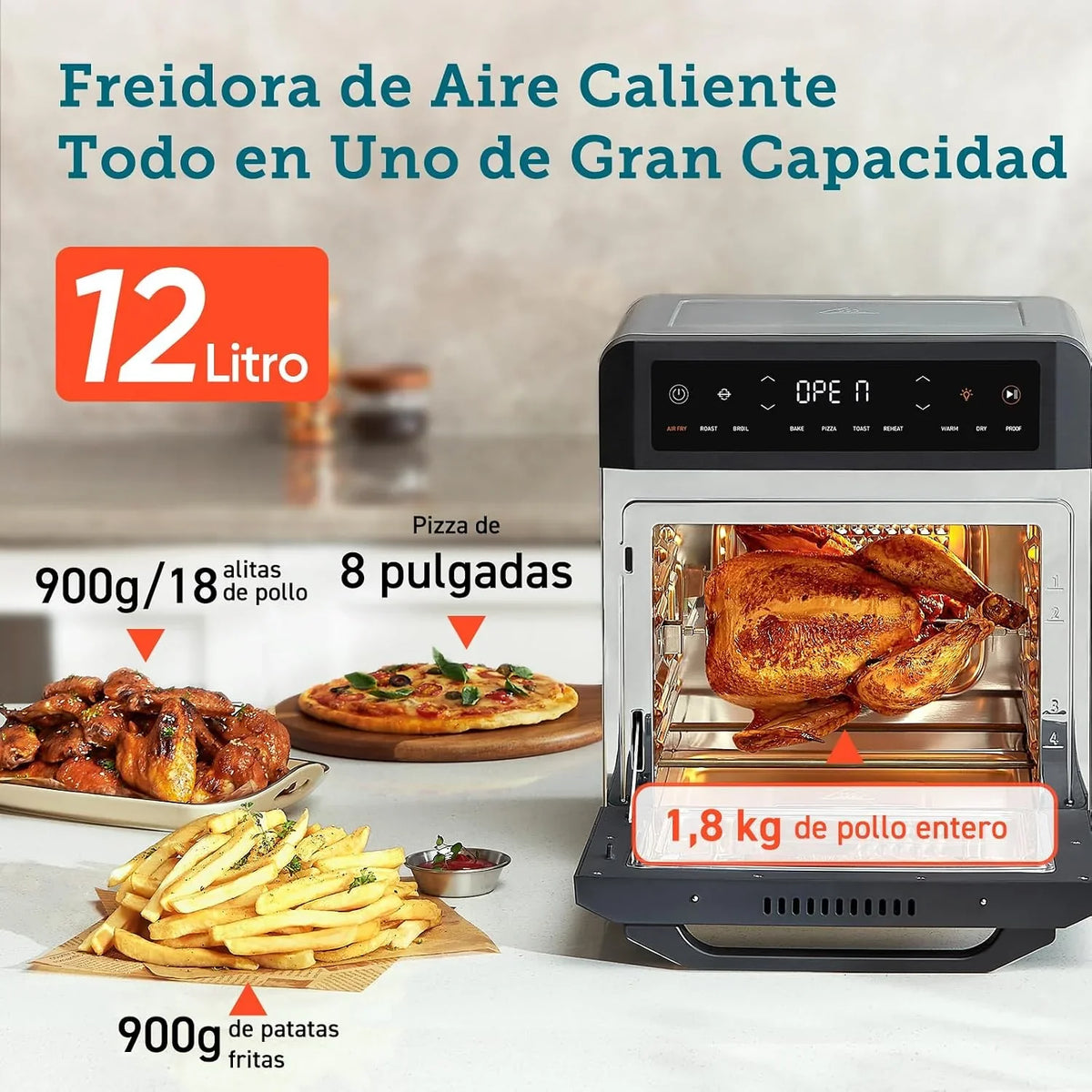 Cosori Freidora de Aire Horno 12L con Doble Resistencia y Ventana