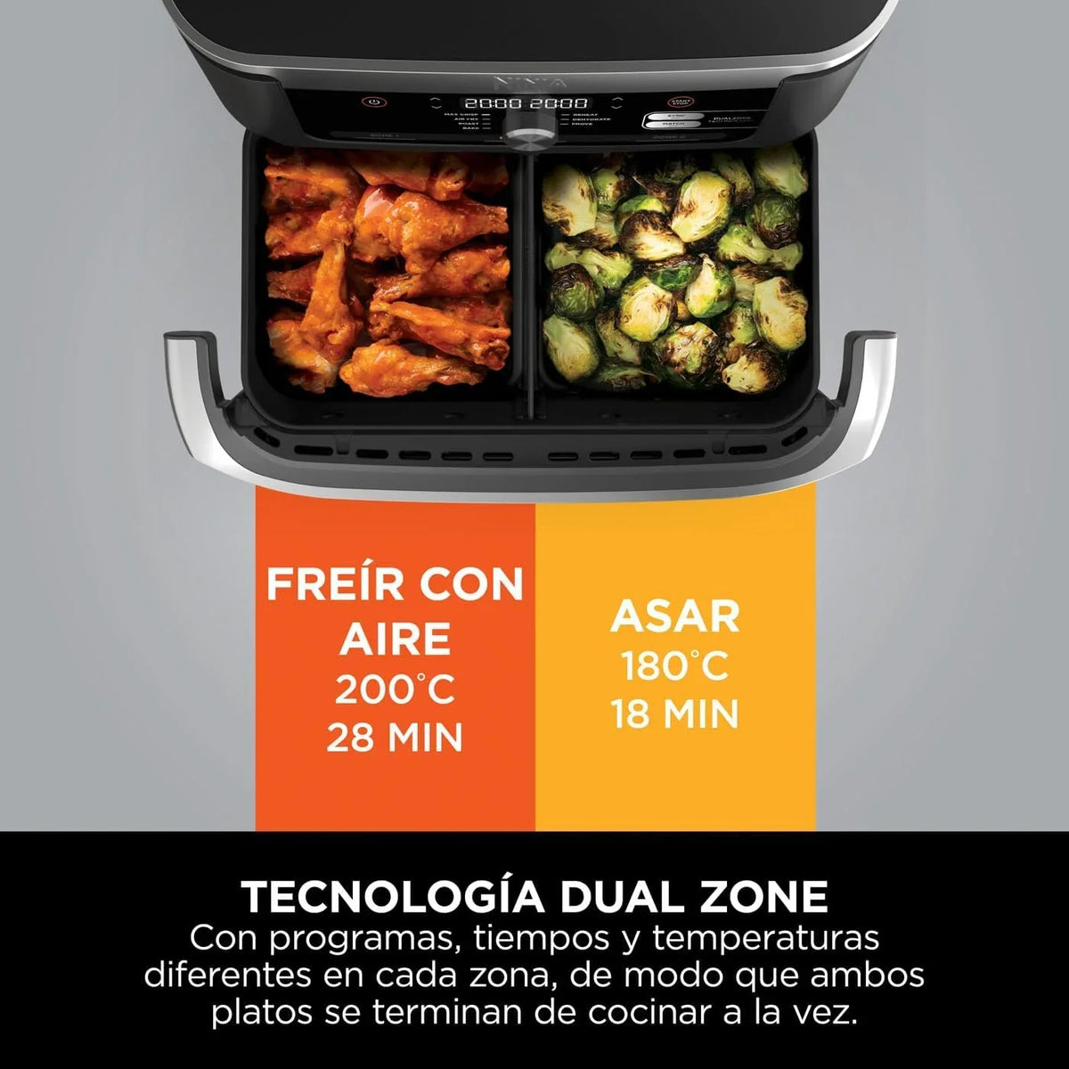 Ninja Foodi FlexDrawer, Freidora de Aire con Zona Flex, Negro