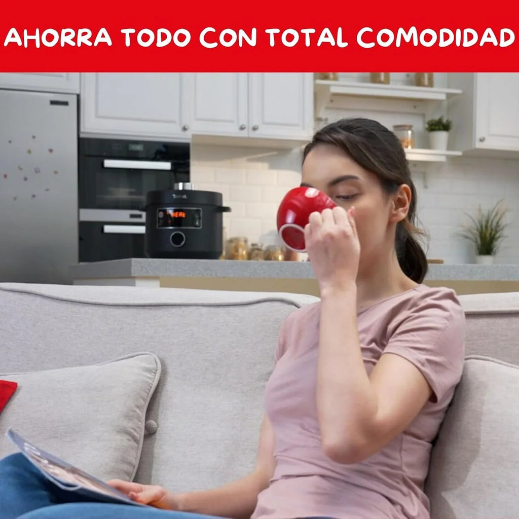 Moulinex Epic Turbo Cuisine CE7548 - Olla a presión eléctrica 1090 W, 10 programas automáticos, cestillo de cocción al vapor, Negro
