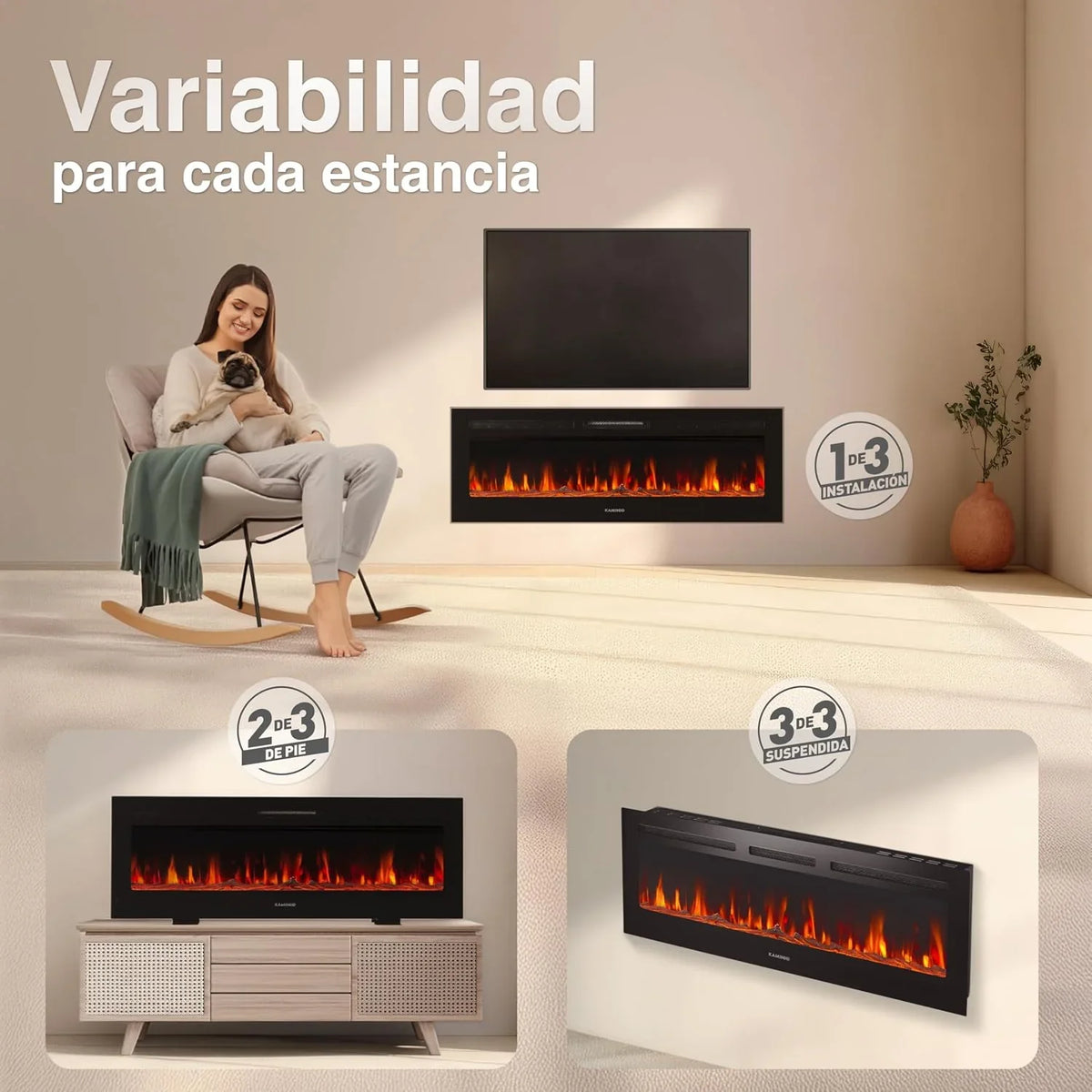 KAMINIO® Marlon Pro 50 Decorative Electric Fireplace with Heater