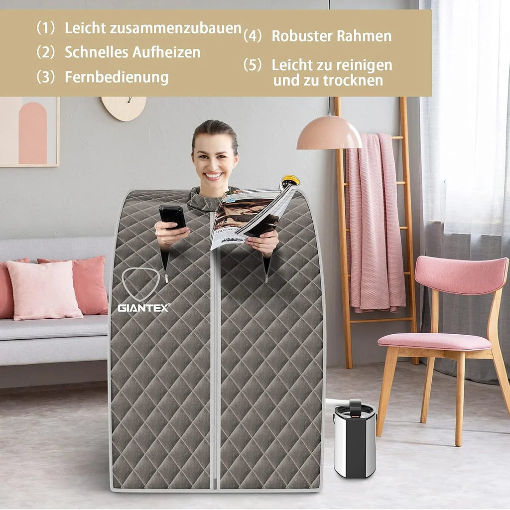 GOPLUS Sauna de Vapor Portátil 1000W 3L hasta 64℃