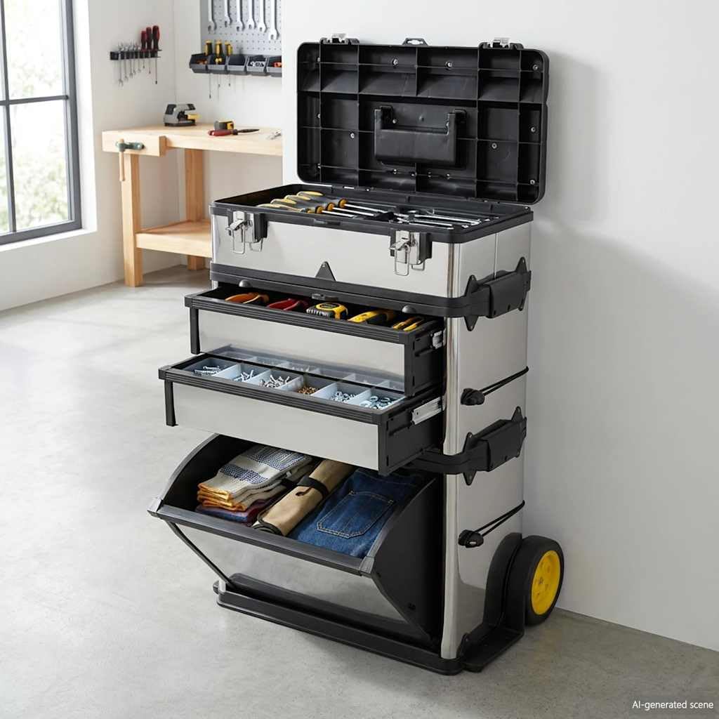 vidaXL Caja de herramientas de 3 partes
