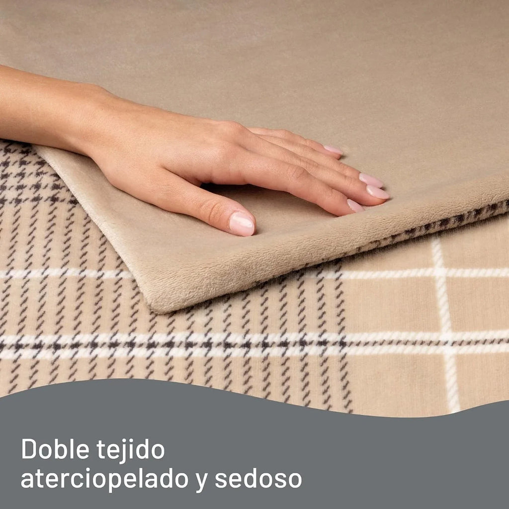 Imetec Adapto Elegance, Plaid Calefactable, Manta Eléctrica,Tejido Suave 180 x 140 Cm,Ahorro Energético,Tecnología Adapto, Óptimo, Calentamiento Rápido, 6 Temperaturas, Lavable,Marrón, 1.75 kilograms