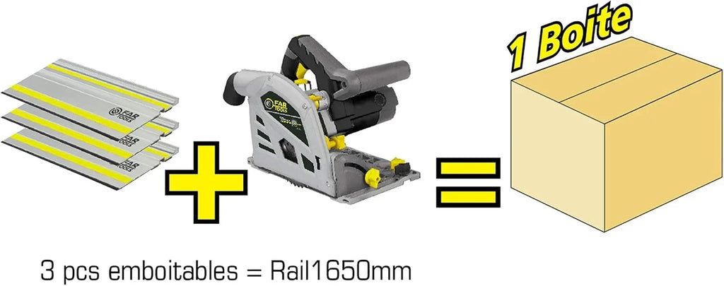 Fartools CS 165R - Sierra circular sobre riel, 1650 mm, 1200 W, color negro