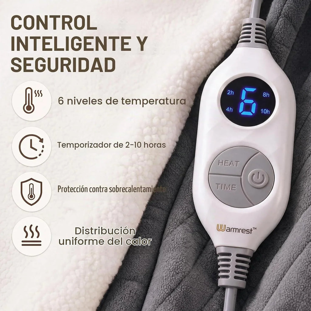 Manta eléctrica portátil con mangas, manta térmica eléctrica con bolsillo para los pies, 6 niveles de calor y apagado automático de 2 a 10 horas, gris claro, 127 x 177,8 + 45,7 cm