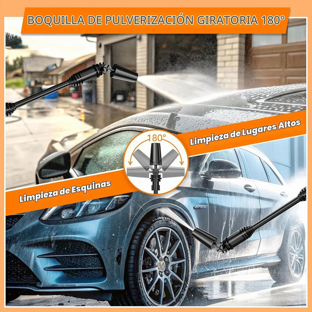 Hidrolimpiadora de Alta Presión, Motor Sin Escobillas 3000W 3 Modos, 135Bar 20L/Min, Limpiador Móvil con 2 Baterías 4.0Ah, Boquilla 6 En 1 Giratoria 180°, para Limpieza De Coches Y Hogar (ororo)