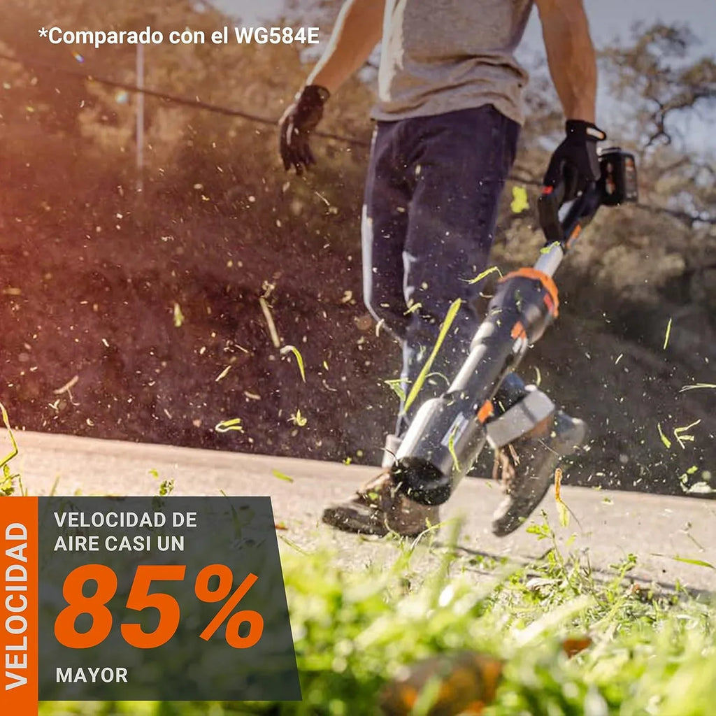 WORX Leafjet WG585E.9 - Soplador de Hojas (40 V, Motor sin escobillas, Control de Aire Variable, Menos Consumo de batería, más Potencia, sin batería ni Cargador)