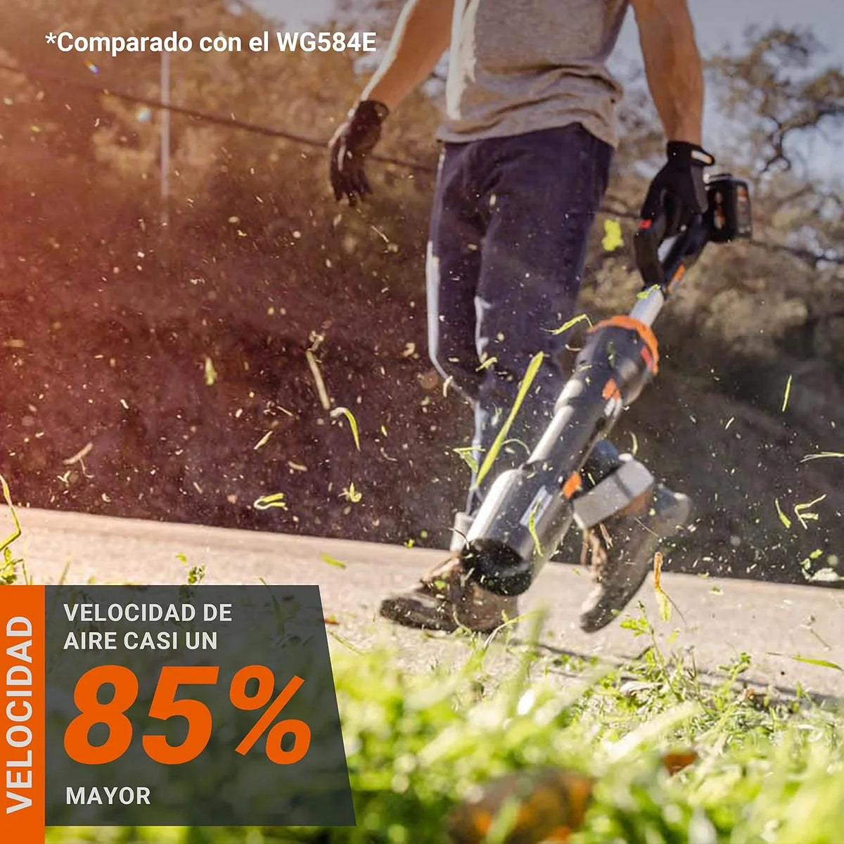 WORX Leafjet WG585E.9 - Soplador de Hojas (40 V, Motor sin escobillas, Control de Aire Variable, Menos Consumo de batería, más Potencia, sin batería ni Cargador)