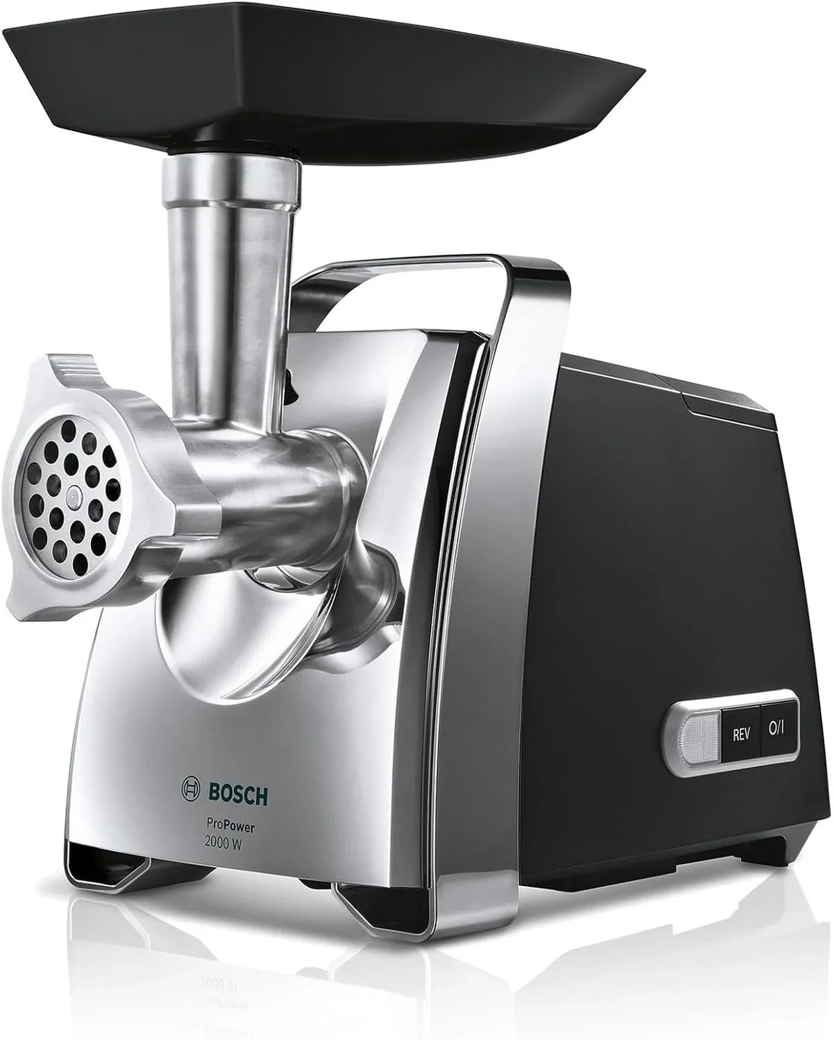 Bosch - Picador de carne, ProPower, 2000 W, Alta seguridad, Negro, cromo, MFW67440