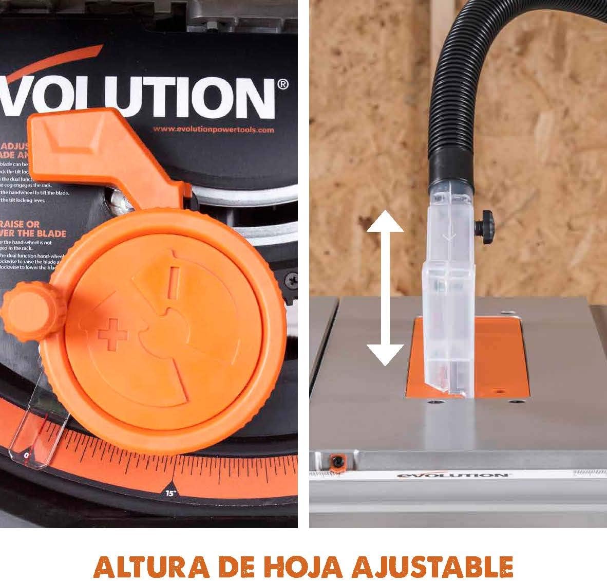 EVOLUTION POWER TOOLS 057-0003 Sierra de mesa multimaterial Rage 5-S, 1500 W, 230 V, 255 mm