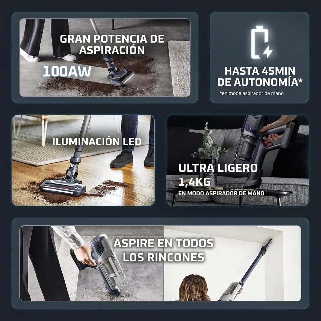 Rowenta X-Pert 6.60, Aspiradora Escoba Sin Cable, Azul Oscuro
