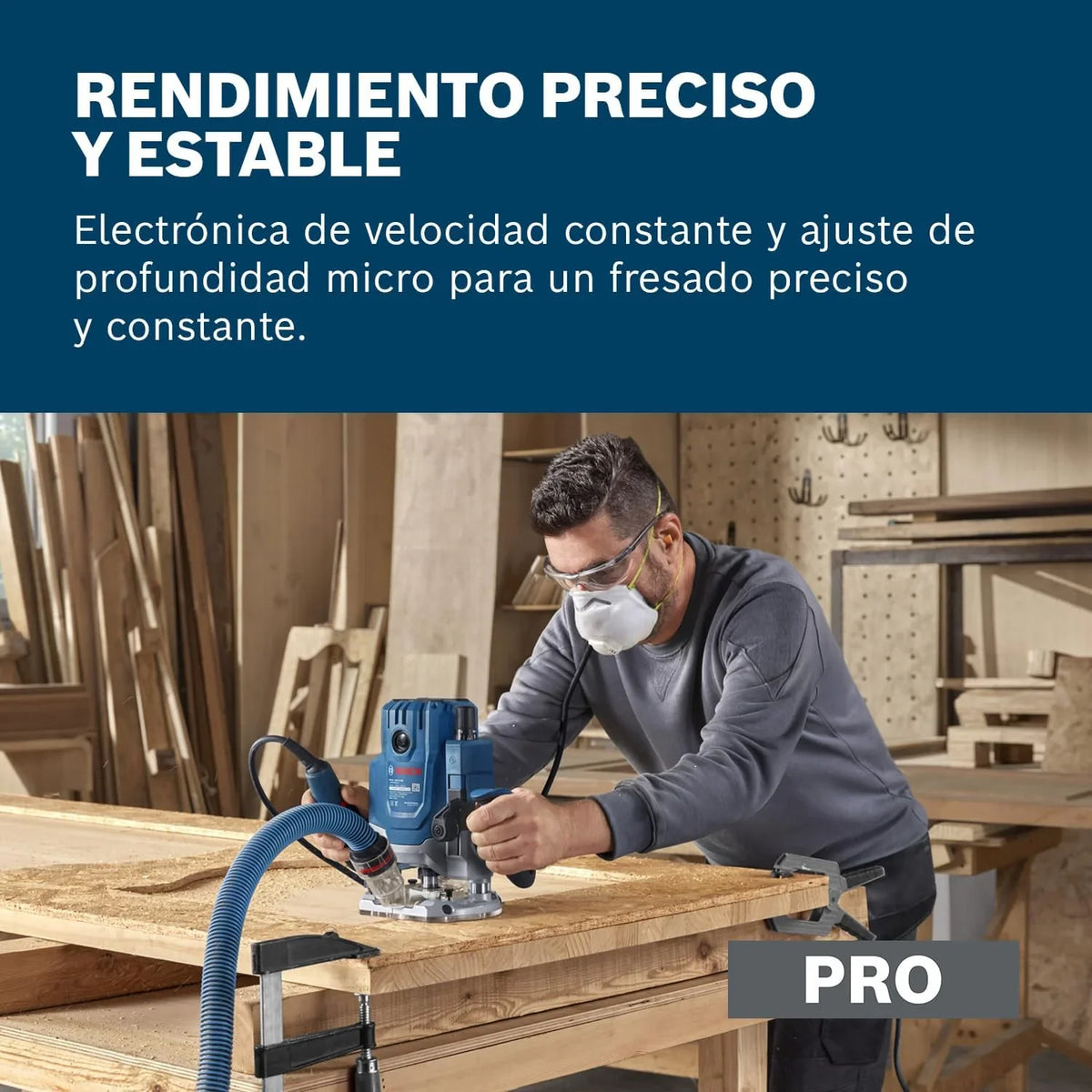 Bosch Professional Fresadora con cable GOF 20-12 (potencia absorbida de 2000 W, incl. aspiración de polvo, guía de rodillos y paralela, pasador de centrado, llave de vaso, set de pinzas)