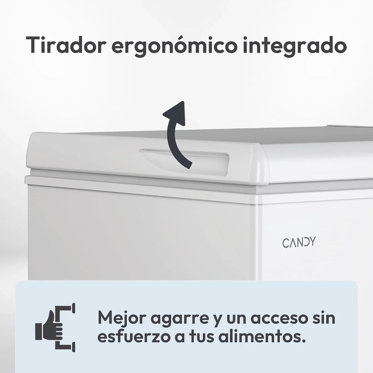 Candy CCHH 145E, Congelador Arcón Horizontal, Ancho 70CM, 137L, Tecnología Estática, 1 Cesto, Control Electrónico Externo, Indicador de Temperatura, Alarma Aumento de Temperatura, 39DB, Blanco